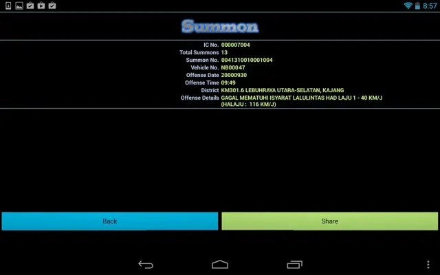 Malaysia JPJ Summons android App screenshot 1